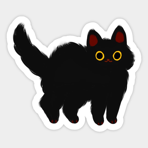 fluffy black cat Sticker by nekomachines